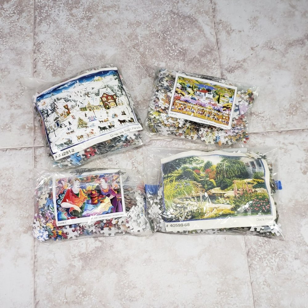 4 Assorted Images Individually Packaged No Box Uncounted Standard Jigsaw Puzzles